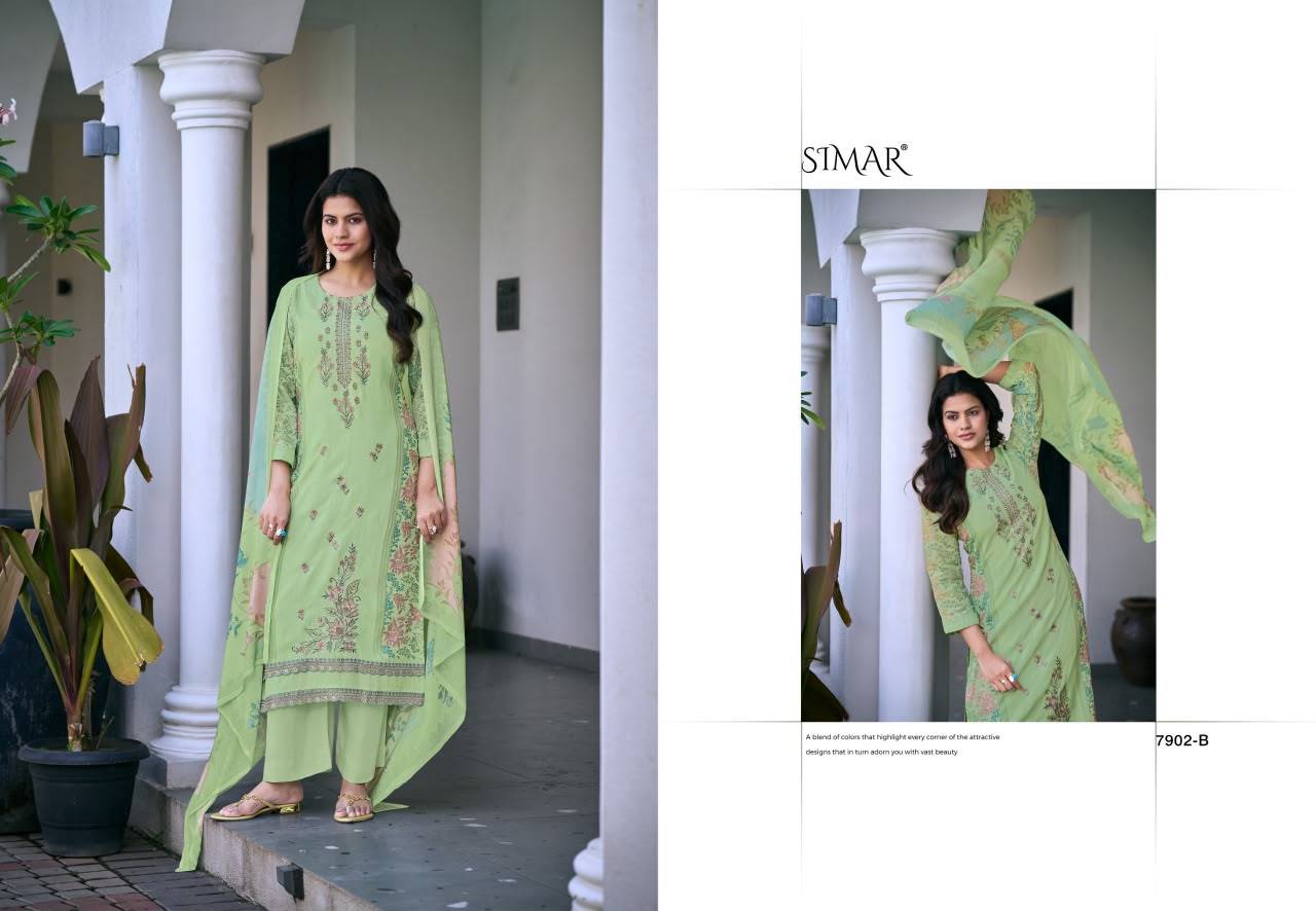 Minaaz By Glossy 7902A To 7902D Series Stylish Beautiful Colourful Viscose Muslin Dresses At Wholesale Price